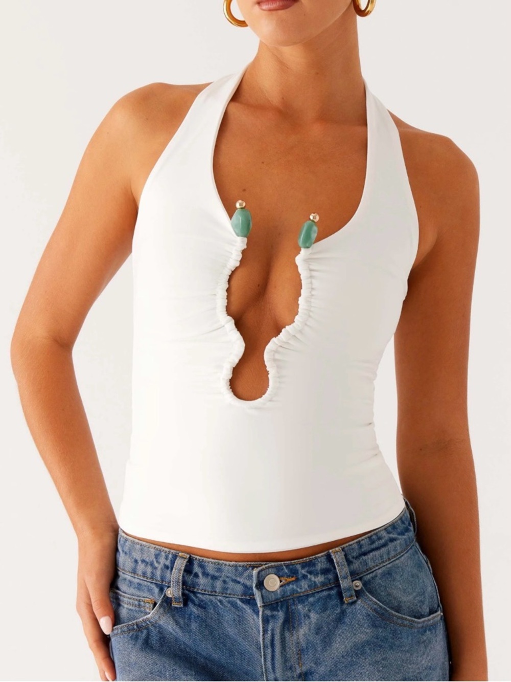 New Peppermayo white halter top